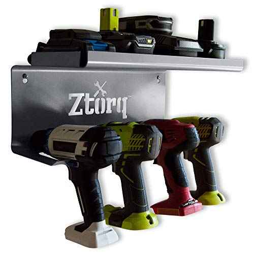 Ztorq Cordless Drill Tool Organizer - Drill holder storage wall mount shelf rack and charging station to optimize garage organization and power tool storage