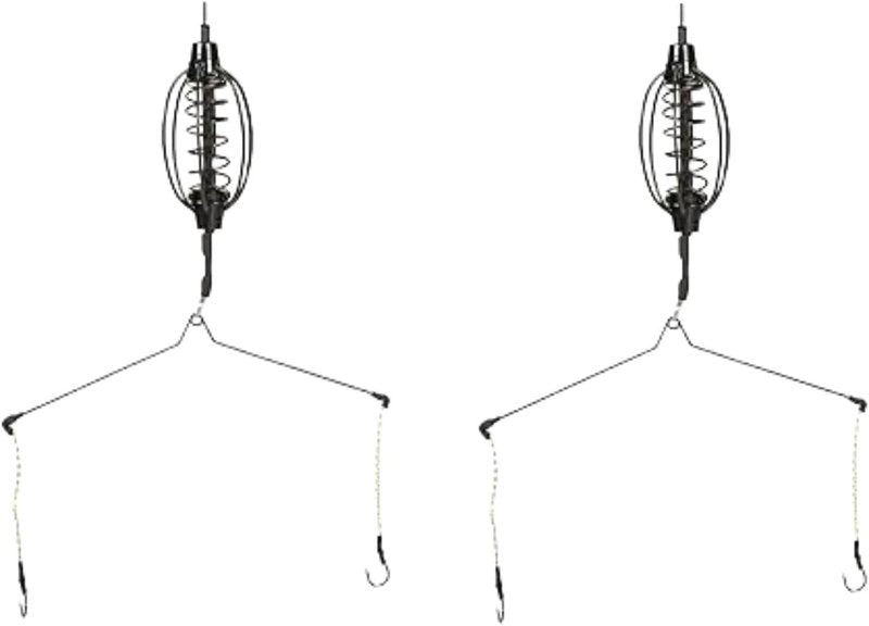 Galepromot 2Pcs Carp Fishing Feeder Baits Cage, Spring Fish with Holder, Inline Methods Tackle Baits Cage Hook Rigs Set Sinkers Feeder Tackle Fishing Sinkers