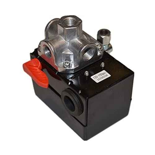 Z-D26612 Air Compressor Pressure Switch, 4-Port, 120-150 PSI, Black, Automatic, Metal Housing