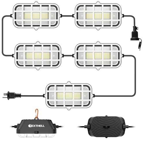 50FT LED Construction String Lights, 75W Super Bright 7500LM Plug in Linkable String Work Lights, 5000K Waterproof IP67 Temporary Lighting for Construction Sites, Jobsites, Indoor & Outdoo