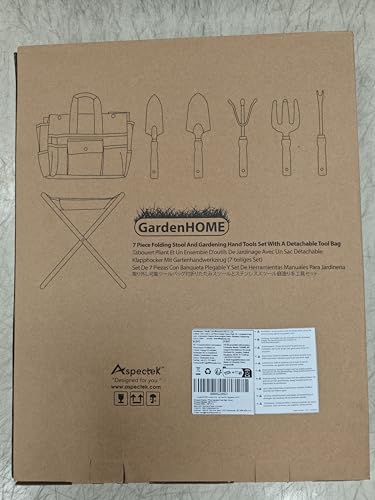 GardenHOME 7-Piece Gardening Tool Set – Stainless Steel Hand Tools with Wooden Handles, Folding Stool, and Canvas Tote Bag, Yard Maintenance Kit for Gardeners, Women, and Beginners