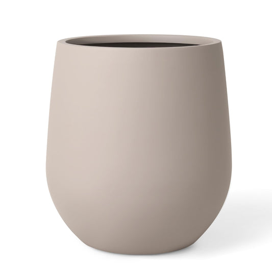 KUTE NEST 12.5" H x 11.4" D Premium Corso Fiberstone Round Tapered Planter with Drainage Hole, Weather Resistant for Indoor and Outdoor Use, Included 2 Extra Coco Mats (Taupe, 9" Pot Opening)