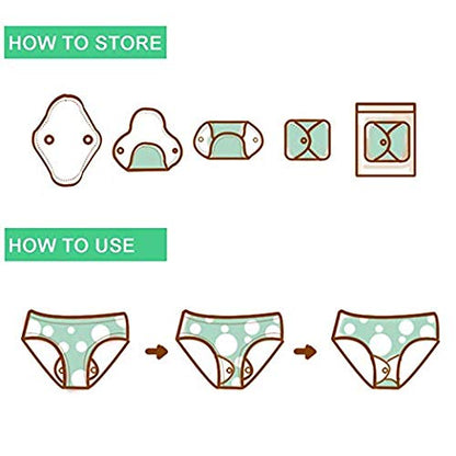 Reusable Sanitary Towels Pads(7 in 1, 25.4 cm 4 Layers), Antibacterial Bamboo Panty Liners with Wet Bag, Heavy Flow Night Washable Cloth Menstrual Sanitary Towels