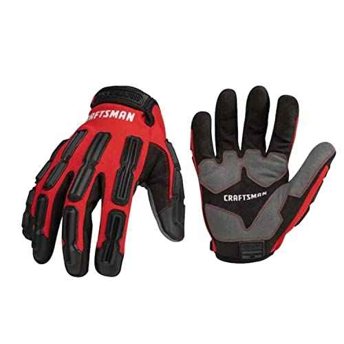 Craftsman Work Gloves, Anti-shock Impact Protection, Adjustable Cuff (2-Pair Pack)