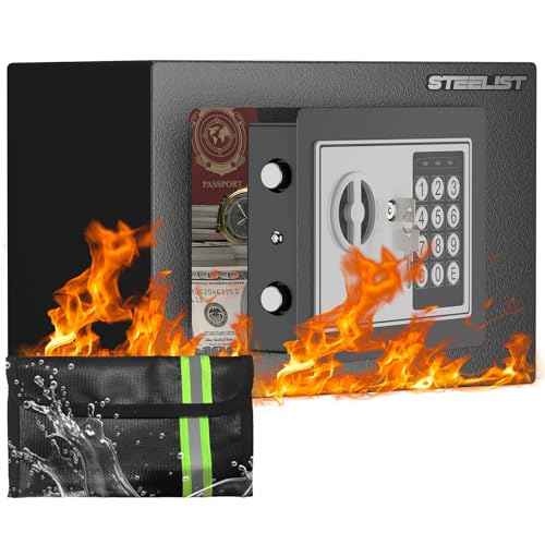 Fireproof Safety Box, 0.23 Cu ft Safes for Home Use Fire and Water Proof, Black Personal Safe with Fireproof Bag, Wall-Mounted Hidden Safe for Cash, Jewelry & Documents, Ideal Gift