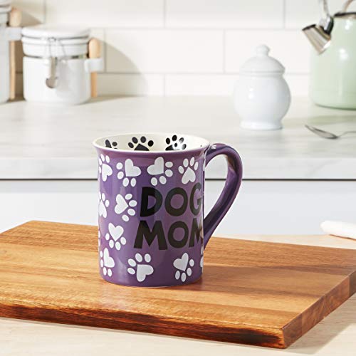 Enesco 4026112 Our Name is Mud “Dog Mom” Stoneware Mug, 16 oz., Multicolor
