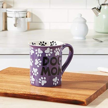 Enesco 4026112 Our Name is Mud “Dog Mom” Stoneware Mug, 16 oz., Multicolor