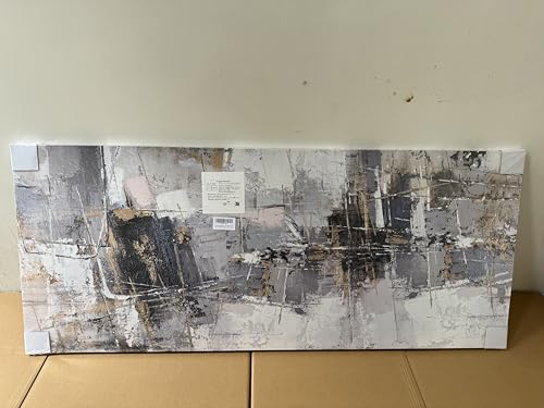 FajerminArt Large Framed Canvas Wall Art Abstract Grey Painting on Canvas Printed Picture Poster Wall Art for Living Room Bedroom Wall Decor Ready To Hang 20" x 48"/ 120cm x 50cm