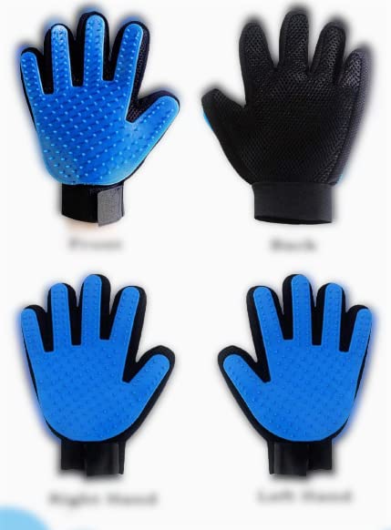 Generic Pet Grooming Glove, Blue - Perfect for Dog, Cat, Rabbit with fur (short and long), Multi-role Bathing, Massaging, Grooming, Shedding, Brush Glove