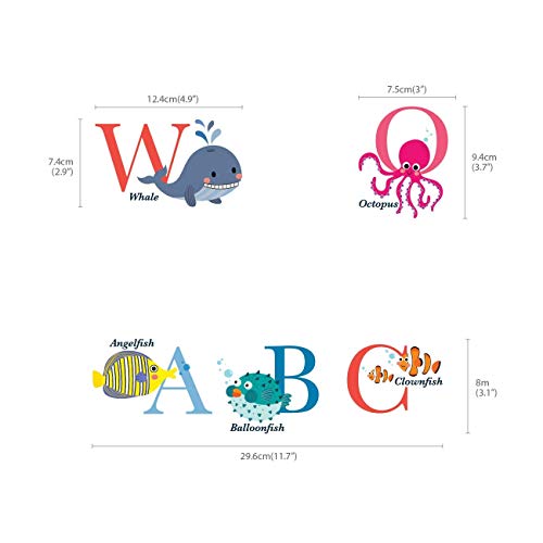 DECOWALL DS-8040 A-Z Ocean Alphabet Kids Wall Stickers Wall Decals Peel and Stick Removable Wall Stickers for Kids Nursery Bedroom Living Room (Small) d?cor