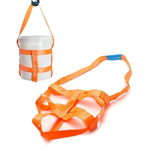 QWORK Bucket Sling for 5 Gallon Bucket, 2 Pack Drum Handling Sling with Belly Bands, 200Lbs Load Capacity