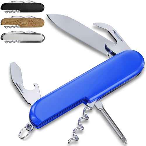 Small Pocket Knife 6 in 1 - Keychain Multitool - Compact Kids Pocket Knife with Bottle Opener, Can Opener, Corkscrew, Phillips Screwdriver - EDC Gift for Men, Women, Camping, Hiking, Travel - 5005