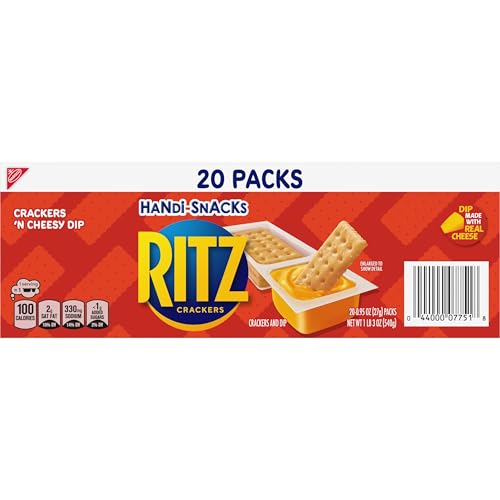 Handi-Snacks RITZ Crackers 'N Cheesy Dip Snack Packs, School Snacks, 20 Snack Packs