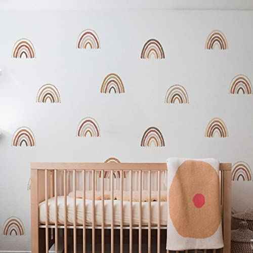 funlife 10 PCS Peel and Stick Boho Rainbow Wall Stickers, Self Adhesive Rainbow Wall Decals for Girls Bedroom, Wall Decor Decal for Kids Nursery Room, 7.44" x 8.46"