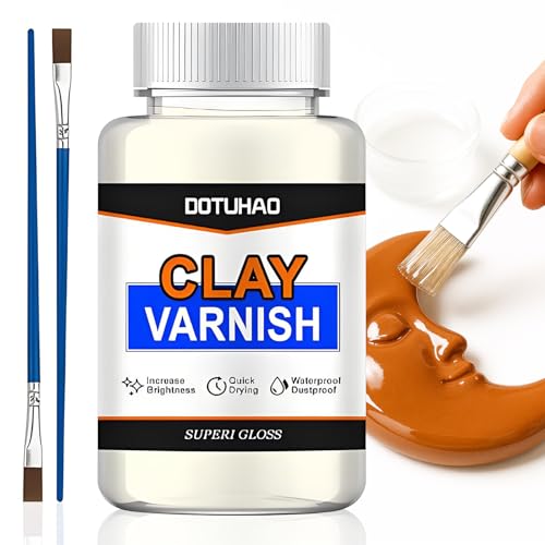 Air Dry Clay Glaze with 2 Brushes, Paint for Clay Air Dry, Waterproof, Preventing Crazing & Yellowing (4 OZ)