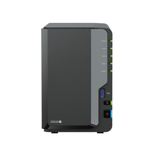 Synology DiskStation DS224+ NAS Server with Celeron 2.0GHz CPU, 6GB Memory, 16TB SSD Storage, 2 x 1GbE LAN Ports, DSM Operating System
