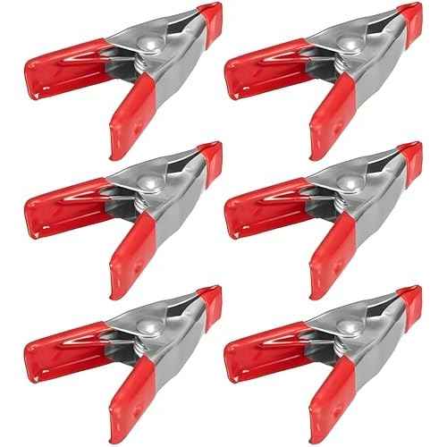 6-Pack 6-Inch Heavy Duty Spring Clamps ? Metal Spring Clip Set with 2.5¡± Jaw Opening, Rubber Coated Handles & Tips ? Strong Grip Clamps for Woodworking, DIY, Photography, Crafting