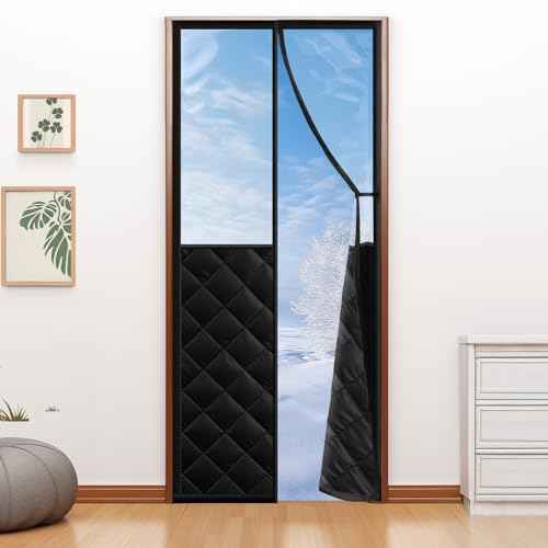 Magnetic Thermal Insulated Door Curtain for 38"x 82" Doors, Visible Door Cover for Heat Insulation, Magnetic Closure Thick Blanket for Doorway to Keep Warm in Winter Cool in Summer