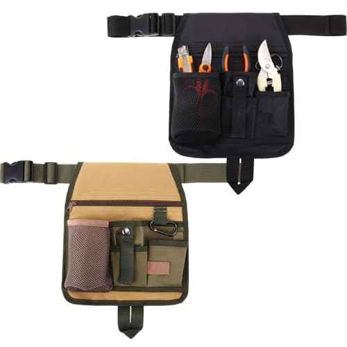 2 Pack Handy Organizer Garden Tool Pouch, Garden Tool Belt, Utility Tool Pouch Unisex with Multiple Pockets and Zipper, Unisex Belt with Adjustable Waist Belt for Gardening Gifts, Florists
