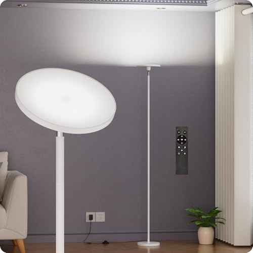 Dimmable Floor Lamp with Remote£¬Floor Lamps for Living Room Bedroom Office£¬Adjustable Brightness (10%-100%)and Color Temperature (3000k- 6000k )£¬Standing Lamp Tall Lamp with Foot Switch (white)