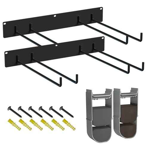 Folding Chair Storage Rack ? Heavy-Duty Wall Mount Hanger for Garage, Yard, Lawn Chairs ? Solid Metal, Holds 240 lbs ? Space-Saving Organizer for Camping & Beach Chairs (2)