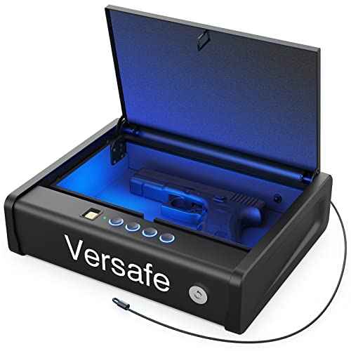 Versafe Gun Safe, Biometric Handgun Safe for Pistols Quick Access Pistol Safe with Fingerprint, KeyPad and Two Keys, Gun Box for Home