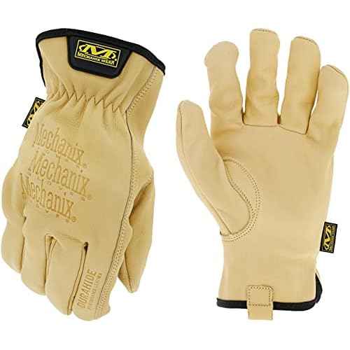Mechanix Wear Leather Cow Driver - Breathable Leather Driver Gloves for Hand Safety - Elastic Cuff - Comfortable Fit - Water Resistant - Tan - Large