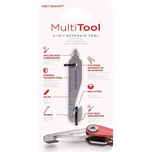 KeySmart MultiTool - 5-in-1 Multi-Purpose Keychain Tool with Box Opener, Ruler, Pry Bar, Phillips and Flat Head Screwdriver - EDC Gear Mini Multitool, and Keychain Accessories