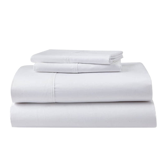 GhostBed Twin Cooling Supima Cotton and Tencel Luxury Sheet Set - Wrinkle Resistant with Deep Pockets, 3 Piece, White