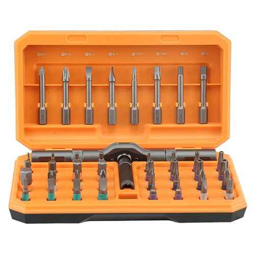 42 In 1 Magnetic Screwdriver Set, Ratcheting Screwdriver Set with Detachable Handle, Multi Magnetic Bits, Portable Repair Tools for DIY, Electronics, Car, Bicycle, Computer(Orange)