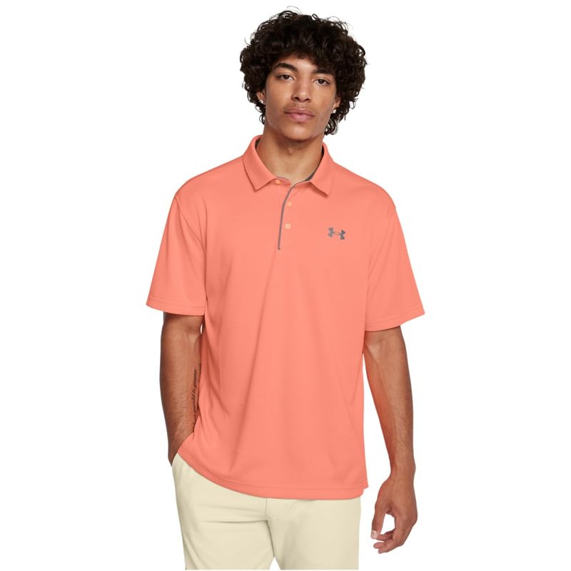 Under Armour Men's Tech Golf Polo, (897) Flare Orange/Pitch Gray/Halo Gray, 4X-Large Tall