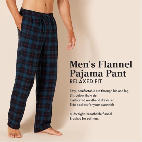 Amazon Essentials Men's Breathable Flannel Pajama Pant (Available in Big & Tall), Black Grey Buffalo Plaid, Medium