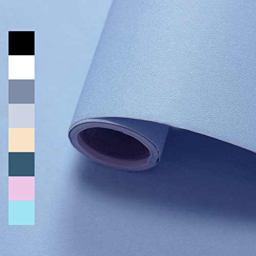 WADILE Peel and Stick Wallpaper 15.9in x 78.7in, Solid Color Contact Paper Waterproof, Vinyl Colored Wall Paper Self Adhesive, Textured Wallpaper Removable for Cabinets/Countertop, Light Blue