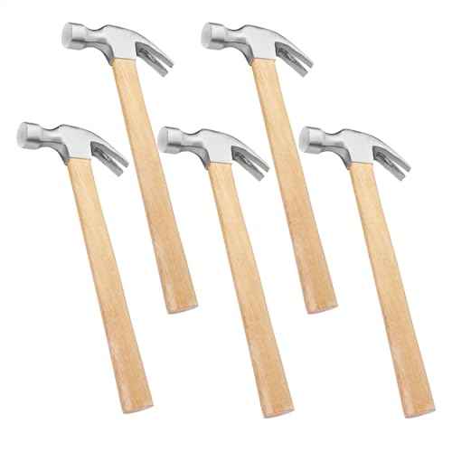 5 Packs 16 OZ Claw Hammer with Wood Handle, Perfect Gift for Your Husband, Dad, or Friends! Ideal for Woodworking, Repairing, and Nailing. by GENHAKON.