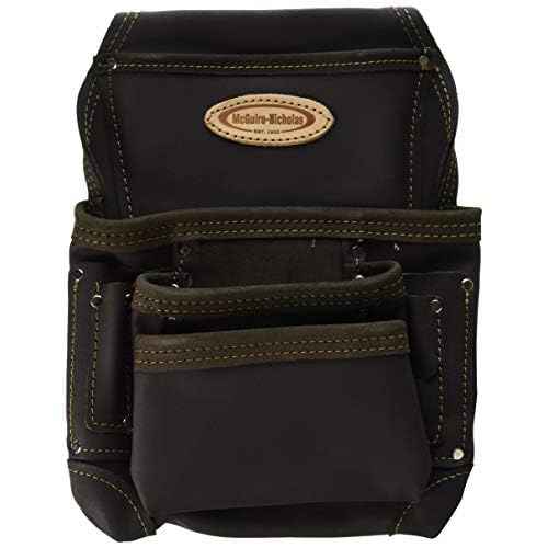 McGuire-Nicholas Oil Tanned Leather 10 Pocket Nail and Tool Pouch, Tan Brown (870-CC)
