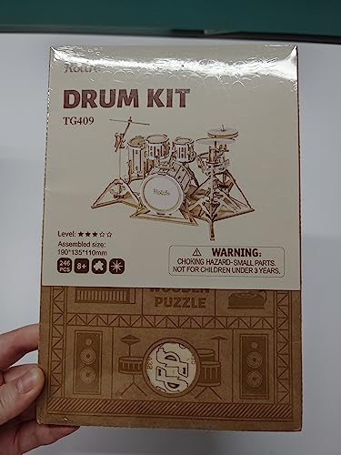 Rolife 3D Wooden Puzzles Drum kit Craft Model Kits for Adults to Build Musical Instruments Birthday Gift for Family and Friends 246 Pieces, Drum kit