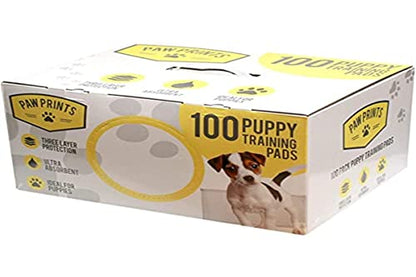 Paw Prints 100 X DOG PUPPY HOUSE LARGE ABSORBENT TRAINING TRAINER PADS, transparent