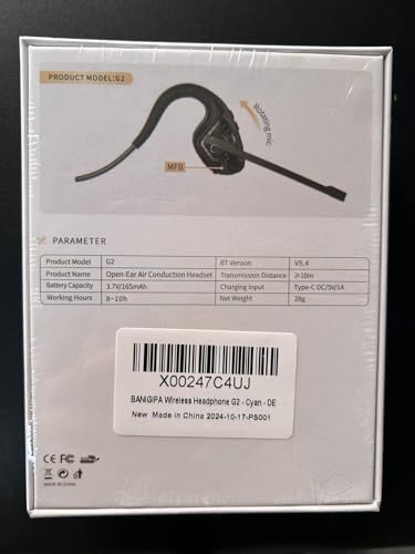 BANIGIPA Bluetooth Headset with Boom Microphone, Open Ear Headphones w/Noise Canceling Mic, Wireless Headset for Phone Laptop PC Computer, Light and Comfortable for Office Meeting Home Working-10 Hrs