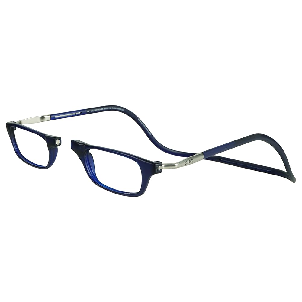 Clic Magnetic Reading Glasses for Men or Women, Computer Readers, Original Long (M-L, Dark Matte Blue, 2.50 Magnification)