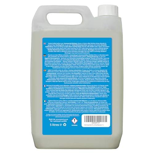 envii Grease Eater Turbo – Natural Enzyme Grease Trap Cleaner & Maintainer Treatment, Suitable for Use in All Kitchens Breaks Down Grease & Fats - 5L