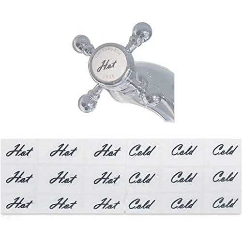 18pcs Faucet Stickers, Hot and Cold Water Stickers - Kitchen Faucet Stickers - Black Vinyl Tap Faucet Transfer Stickers for Bathroom (H & C - Black)