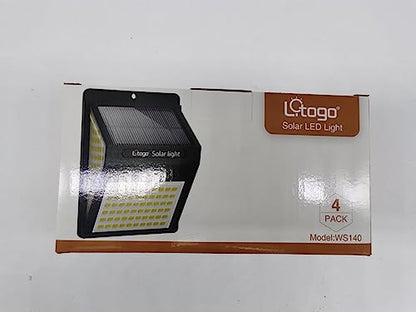 litogo [4 Pack 140LED Solar Security Lights Outdoor, Solar Motion Sensor Lights 270ºWide Angle Waterproof Solar Powered Durable Wall Lights Outside 3 Modes for Garden Fence Door Yard Garage Pathway