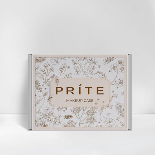 Prite Clear Makeup Bag with Gift Box Waterproof Cosmetic Case Travel Toiletry Bag Car Essentials with Double Zippers (Beige)