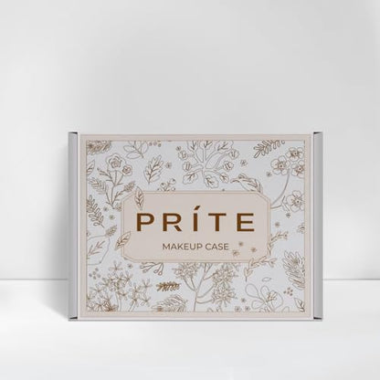 Prite Clear Makeup Bag with Gift Box Waterproof Cosmetic Case Travel Toiletry Bag Car Essentials with Double Zippers (Beige)