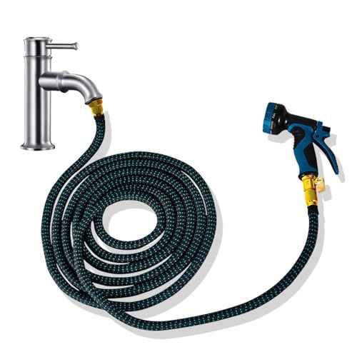 Indoor Sink Hose Attachment for Faucet, 75 Ft Faucet Hose for Kitchen Sink Bathroom Sink Faucet, Watering Houseplants, Washing Pets, Household Cleaning, Car Washing