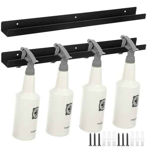 2 Pcs Spray Bottle Holder Wall Mounted Spray Bottle Storage Rack with Hardware Hanger Organizer,Holds up to 12 Sprayers (16 Oz) for Mobile Garage Home Organizer