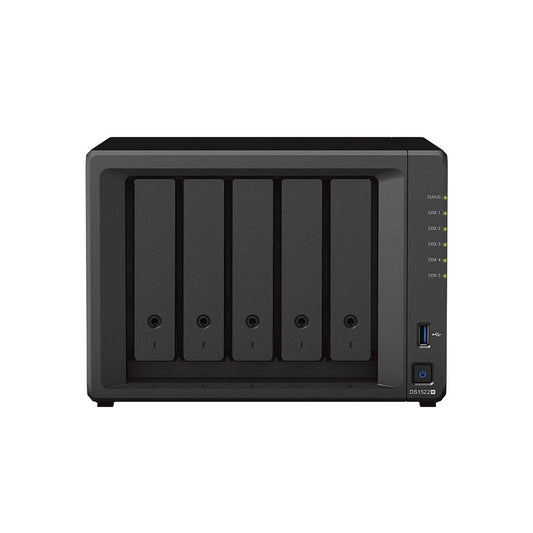 Synology DiskStation DS1522+ NAS Server Bundle with Ryzen 2.6 GHz CPU, 32GB Memory, 100TB HDD Storage, 1TB M.2 NVMe SSD, 4 x 1GbE LAN Ports, DSM Operating System