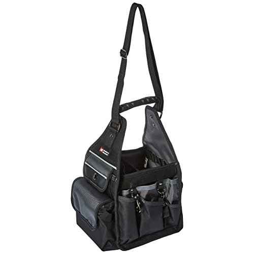 McGuire-Nicholas Electrician's Tote, Easy Carry Tool Bag for Electricians, Multi Pocket and Loop Design for Tools and Electrical Equipment , Black and Silver - MN-22128