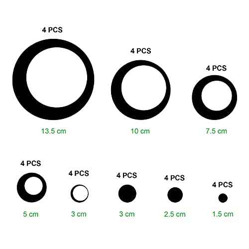 32 Pieces Removable Circle Wall Mirror Sticker Round Decal Acrylic Setting for Home Living Room Bedroom Decor, 1.5-13.5 cm(Silver)