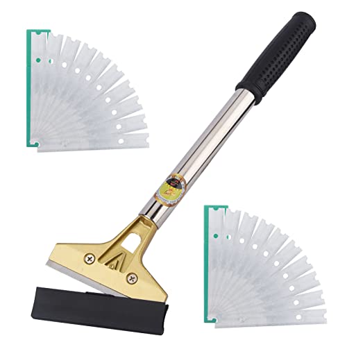 4 Inch Razor Blade Scraper with 20Pcs Extra Metal Blades Multi-purpose Heavy Duty Cleaning Scraper Tool for Removing Paint, Stickers, Decals, Labels on Floors, Glass, Tiles, Walls